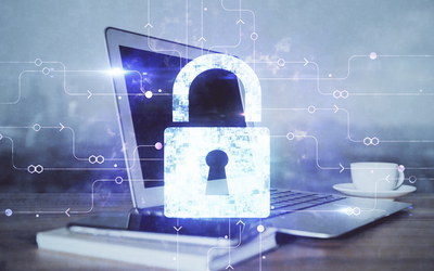 Laptop mit virtuellem Sicherheitsschloss