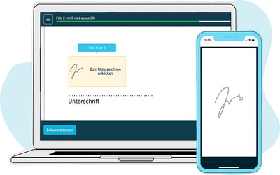 Laptop- und Handy-Screens mit elektronischer Signatur