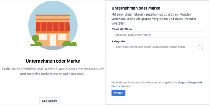 Screenshots von Facebook bei der Anmeldung