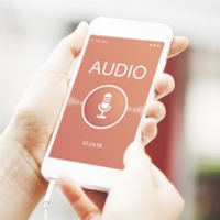 Handy mit angezeigter Audio-Funktion