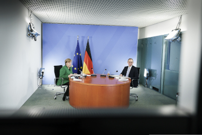 Bundeskanzlerin Angela Merkel und Michael Müller, Regierender Bürgermeister von Berlin und Vorsitzender der Ministerpräsidentenkonferenz