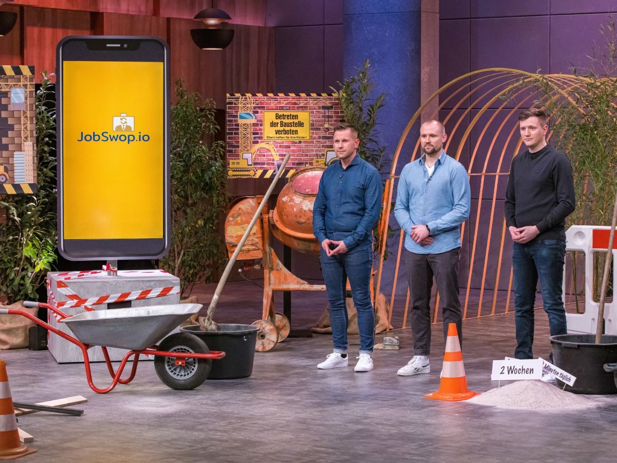 Das Gründungsteam von Jobswop.io v.l.: Frank Burian, Felix Nawroth und Jan Meier (Foto: RTL/Bernd-Michael Maurer).
