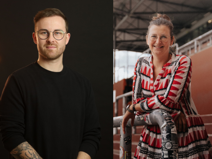 Florian Hermann (Personalleiter, SC Freiburg) und Laura Becker (Head of HR, FC St. Pauli) geben einen Einblick in ihre Arbeit. (Foto: SC Freiburg und FC St. Pauli)